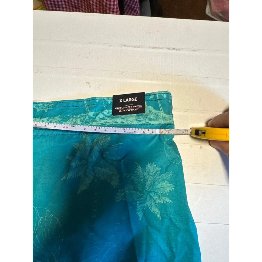 Roundtree & Yorke Swim Trunks Mens XL Teal Tropical Floral NWT‎ Board Shorts